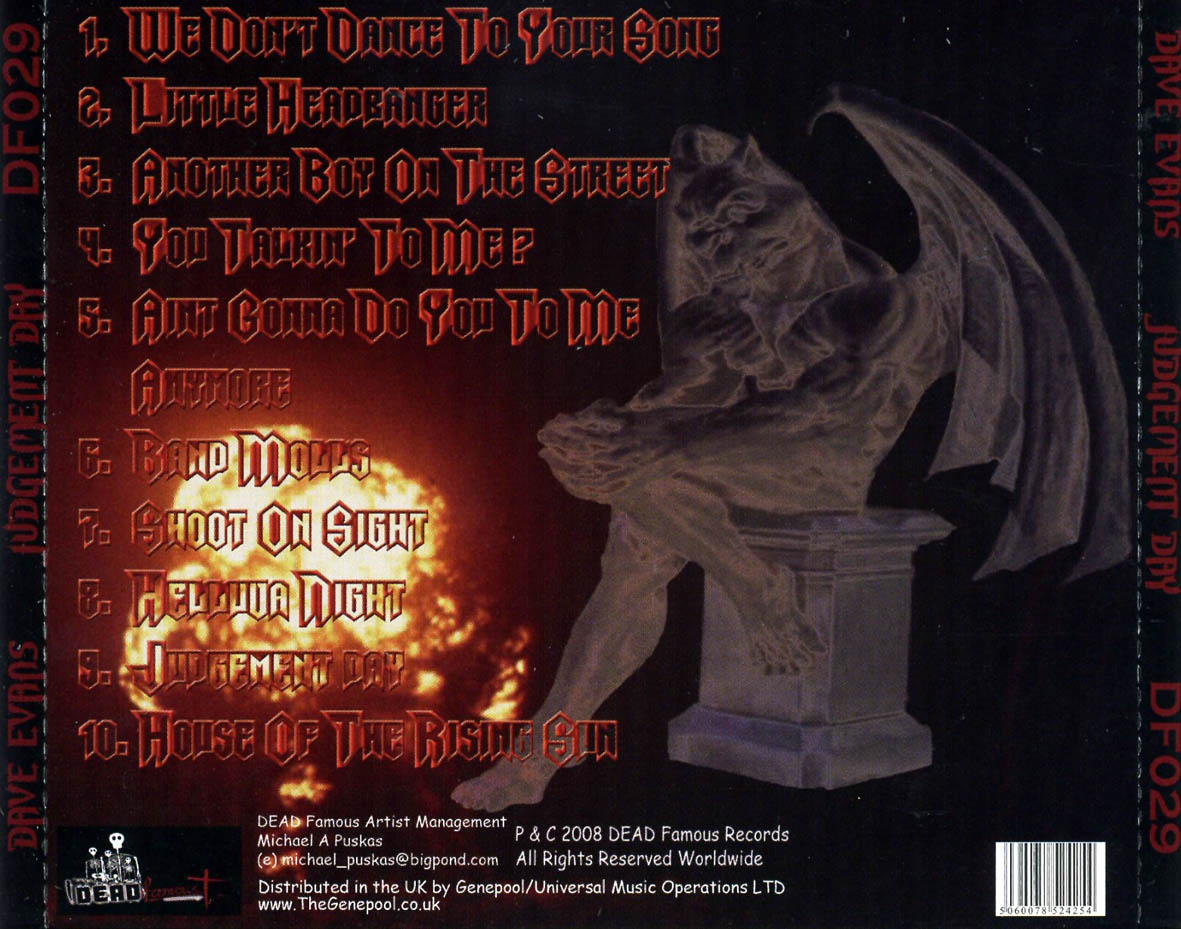 Cartula Trasera de Dave Evans - Judgement Day