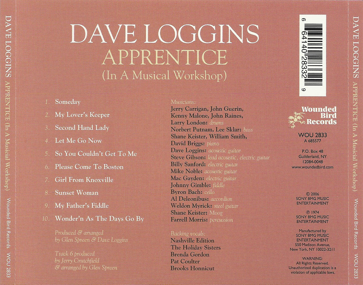 Cartula Trasera de Dave Loggins - Apprentice (In A Musical Workshop)