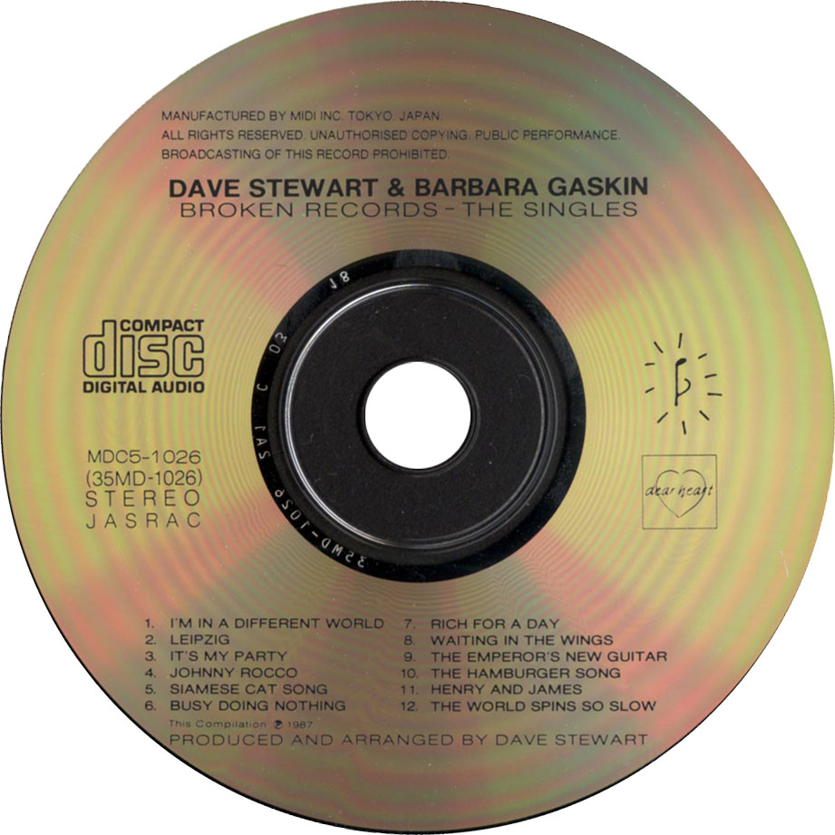 Cartula Cd de Dave Stewart & Barbara Gaskin - Broken Records (The Singles)