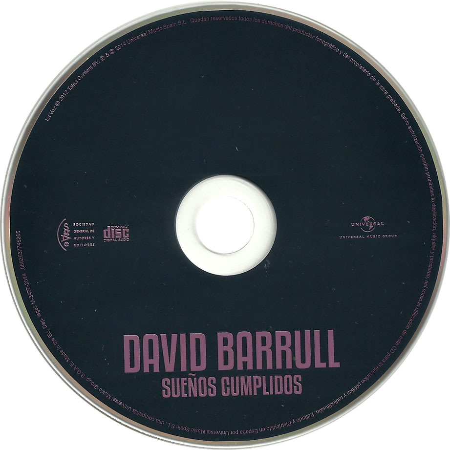 Cartula Cd de David Barrull - Sueos Cumplidos