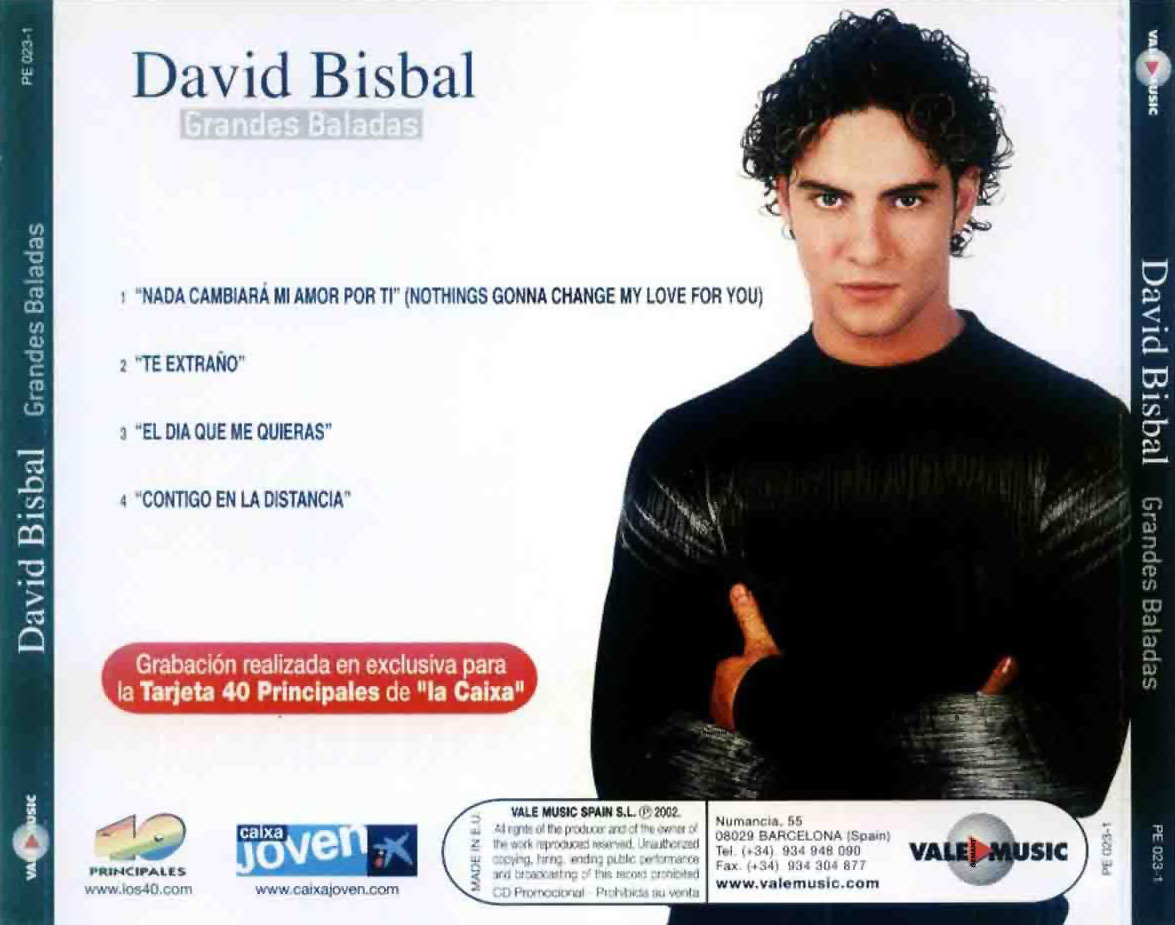 Cartula Trasera de David Bisbal - Grandes Baladas (Ep)