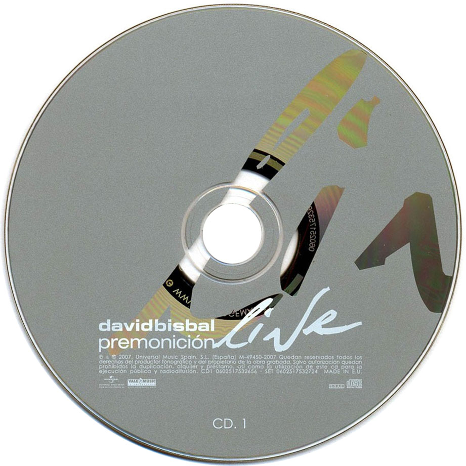 Cartula Cd1 de David Bisbal - Premonicion Live