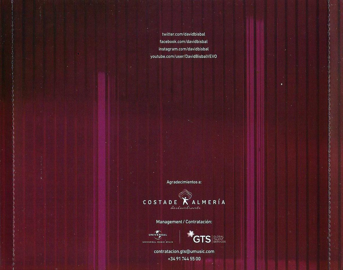 Cartula Interior Trasera de David Bisbal - Tu Y Yo (Tour Edition)