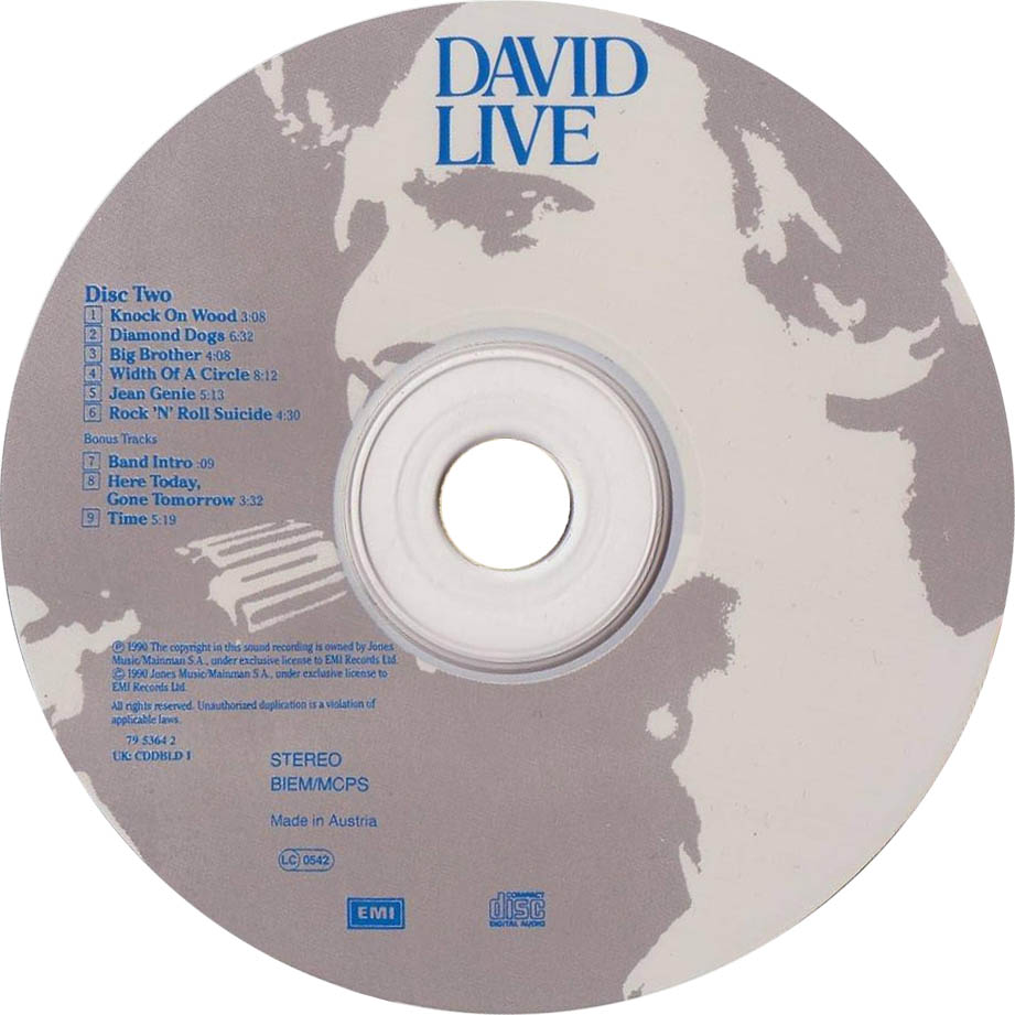 Cartula Cd2 de David Bowie - David Live (1990)