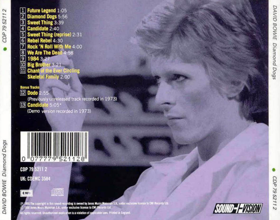 Cartula Trasera de David Bowie - Diamond Dogs