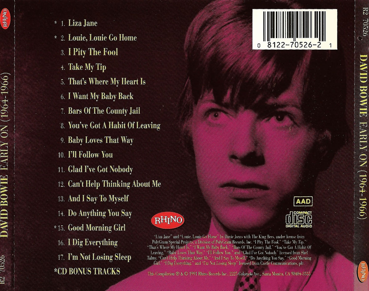 Cartula Trasera de David Bowie - Early On (1964-1966)
