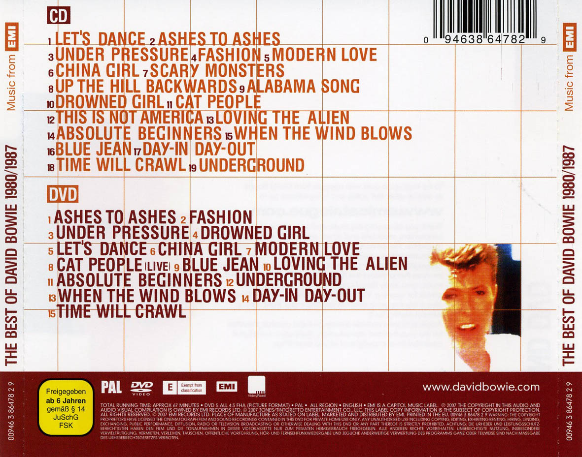 Cartula Trasera de David Bowie - The Best Of David Bowie 1980/1987