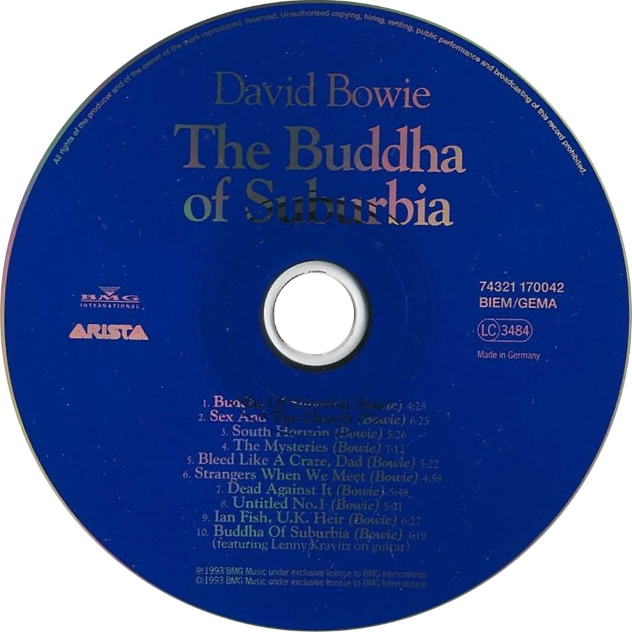 Cartula Cd de David Bowie - The Buddha Of Suburbia