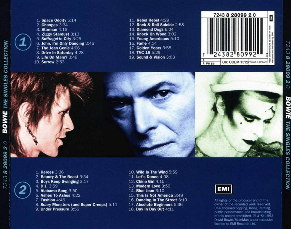 Cartula Trasera de David Bowie - The Singles Collection