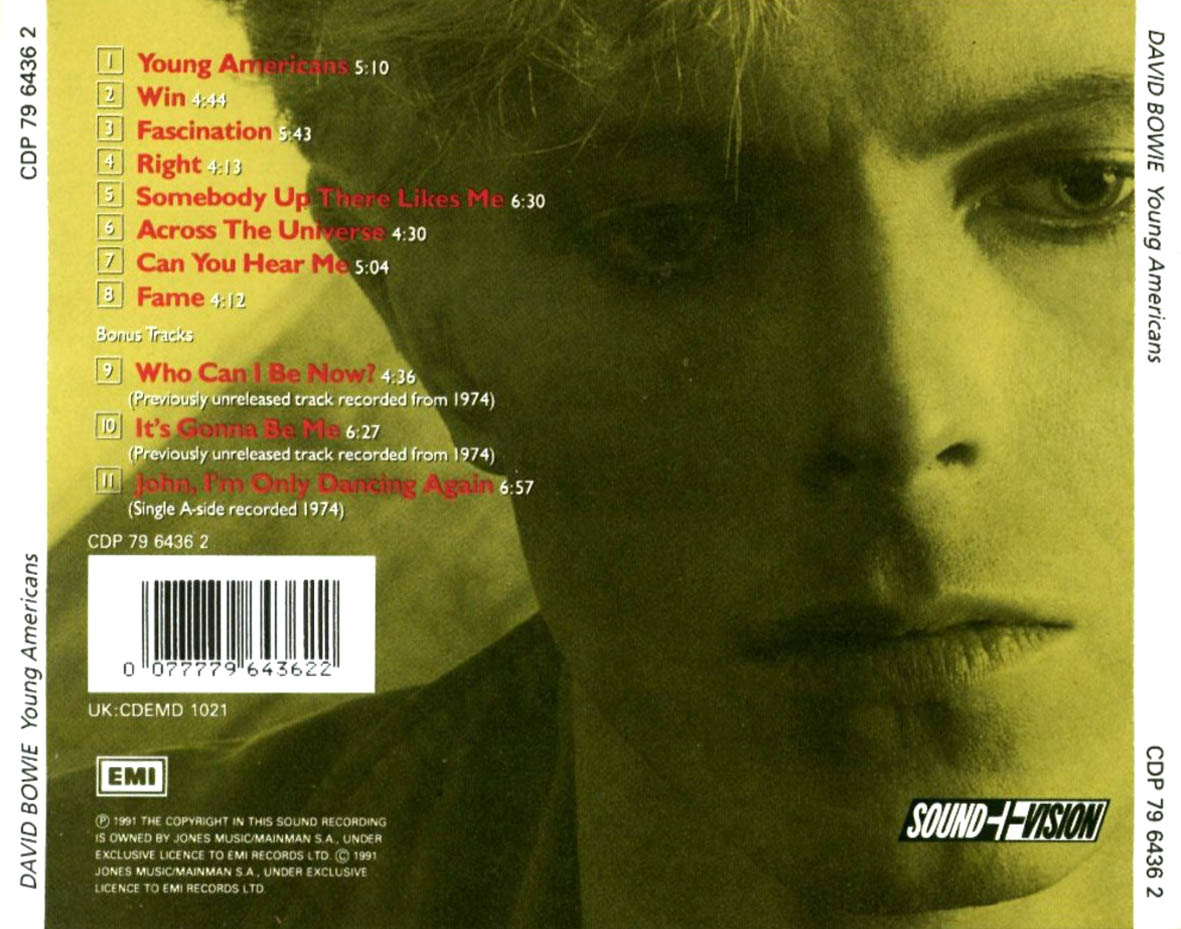 Cartula Trasera de David Bowie - Young Americans (1991)