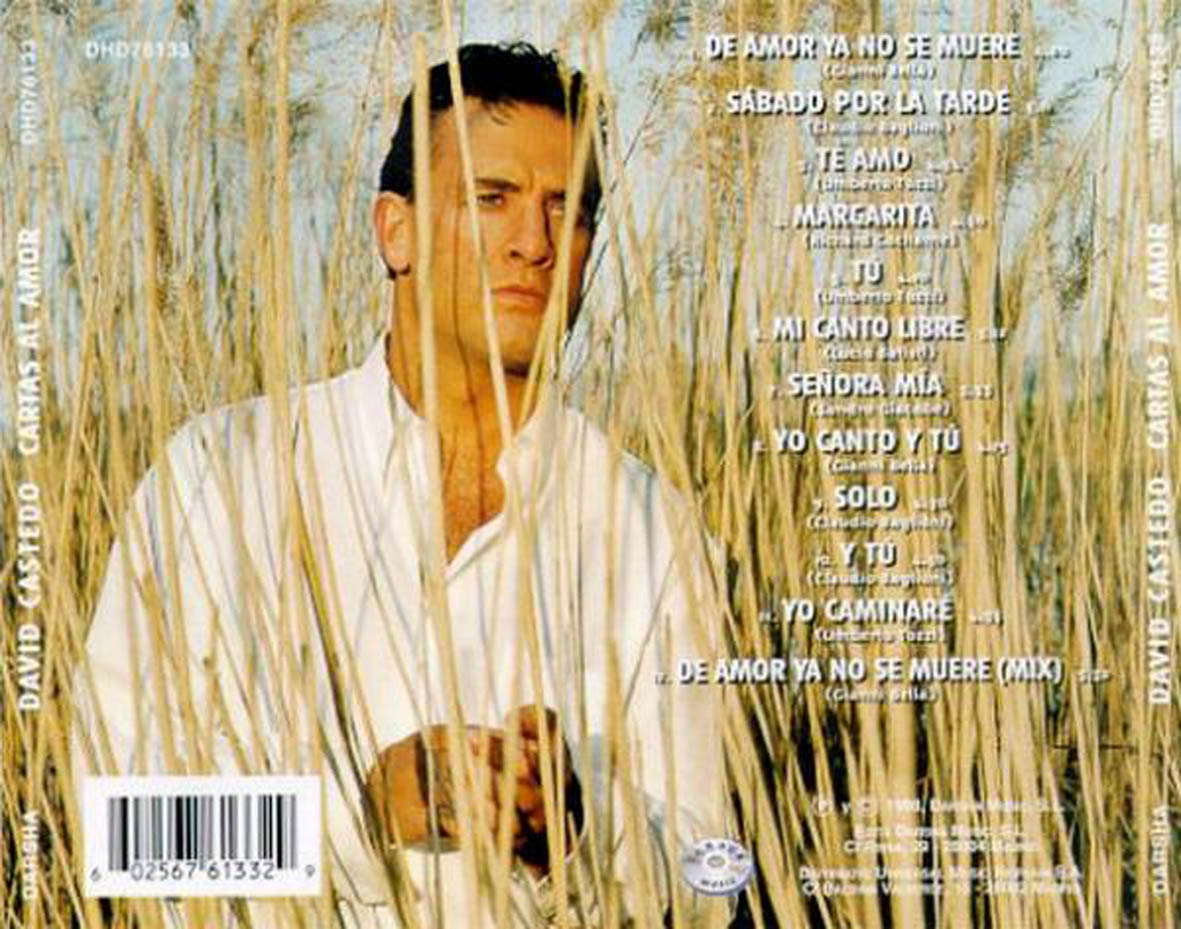 Cartula Trasera de David Castedo - Cartas Al Amor