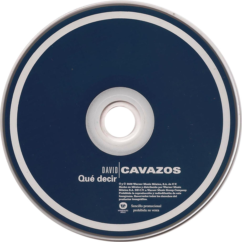 Cartula Cd de David Cavazos - Que Decir (Cd Single)