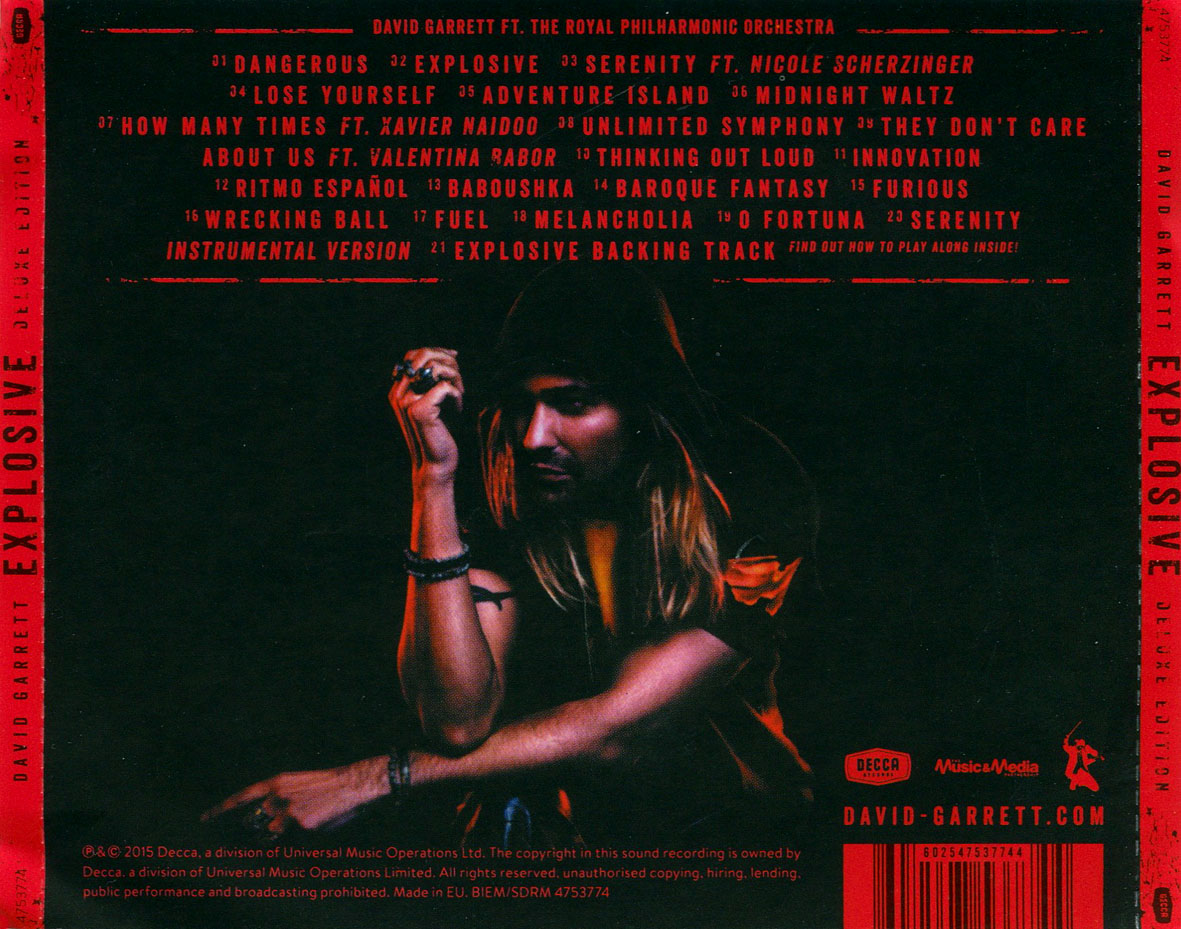 Cartula Trasera de David Garrett - Explosive (Deluxe Edition)