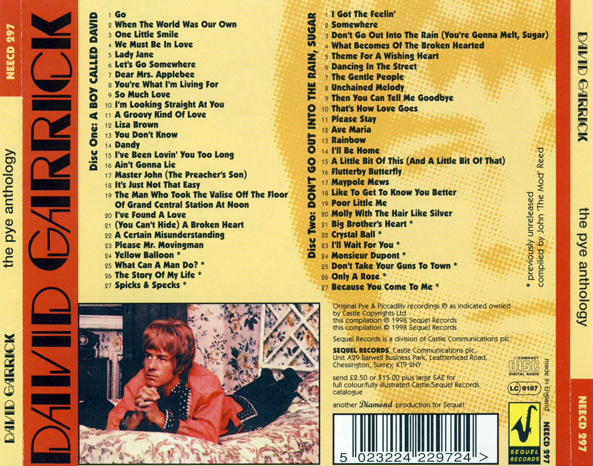 Car�tula Trasera de David Garrick - The Pye Anthology