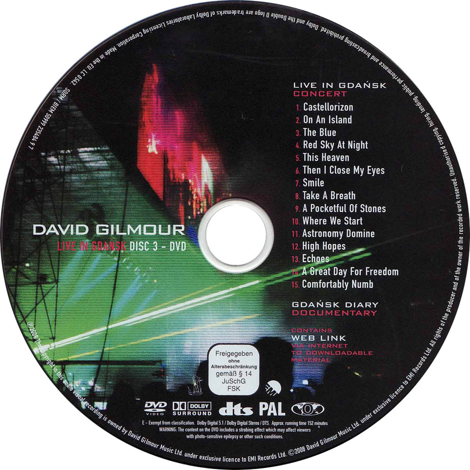 Cartula Dvd de David Gilmour - Live In Gdansk