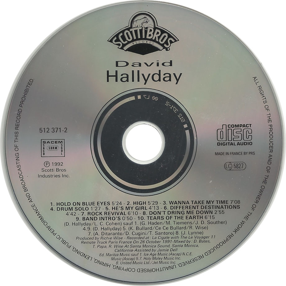 Cartula Cd2 de David Hallyday - On The Road Live