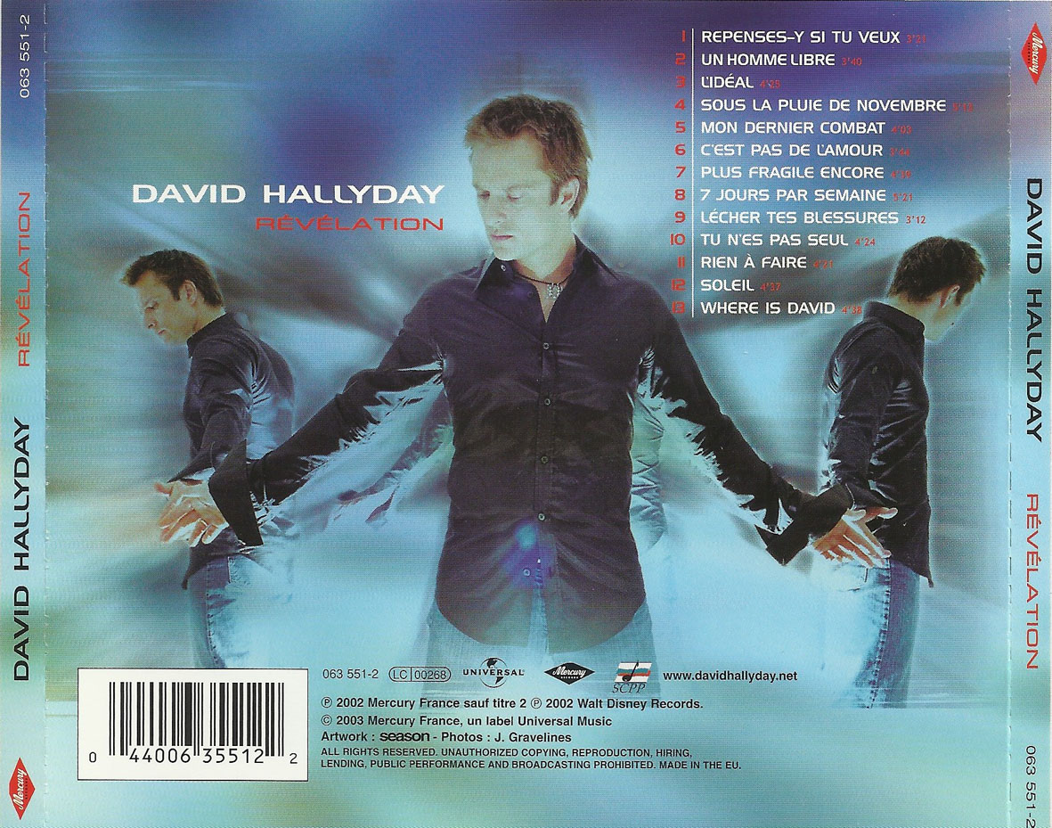 Cartula Trasera de David Hallyday - Revelation
