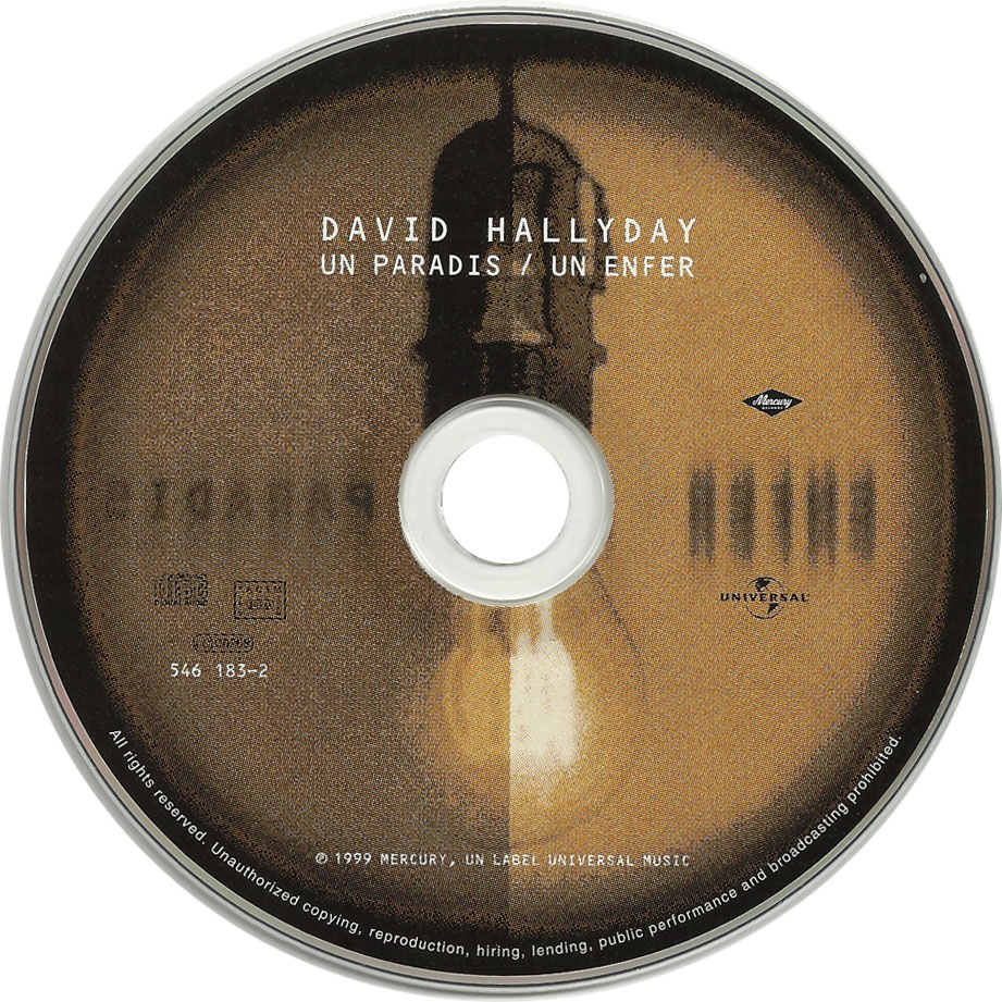 Cartula Cd de David Hallyday - Un Paradis / Un Enfer