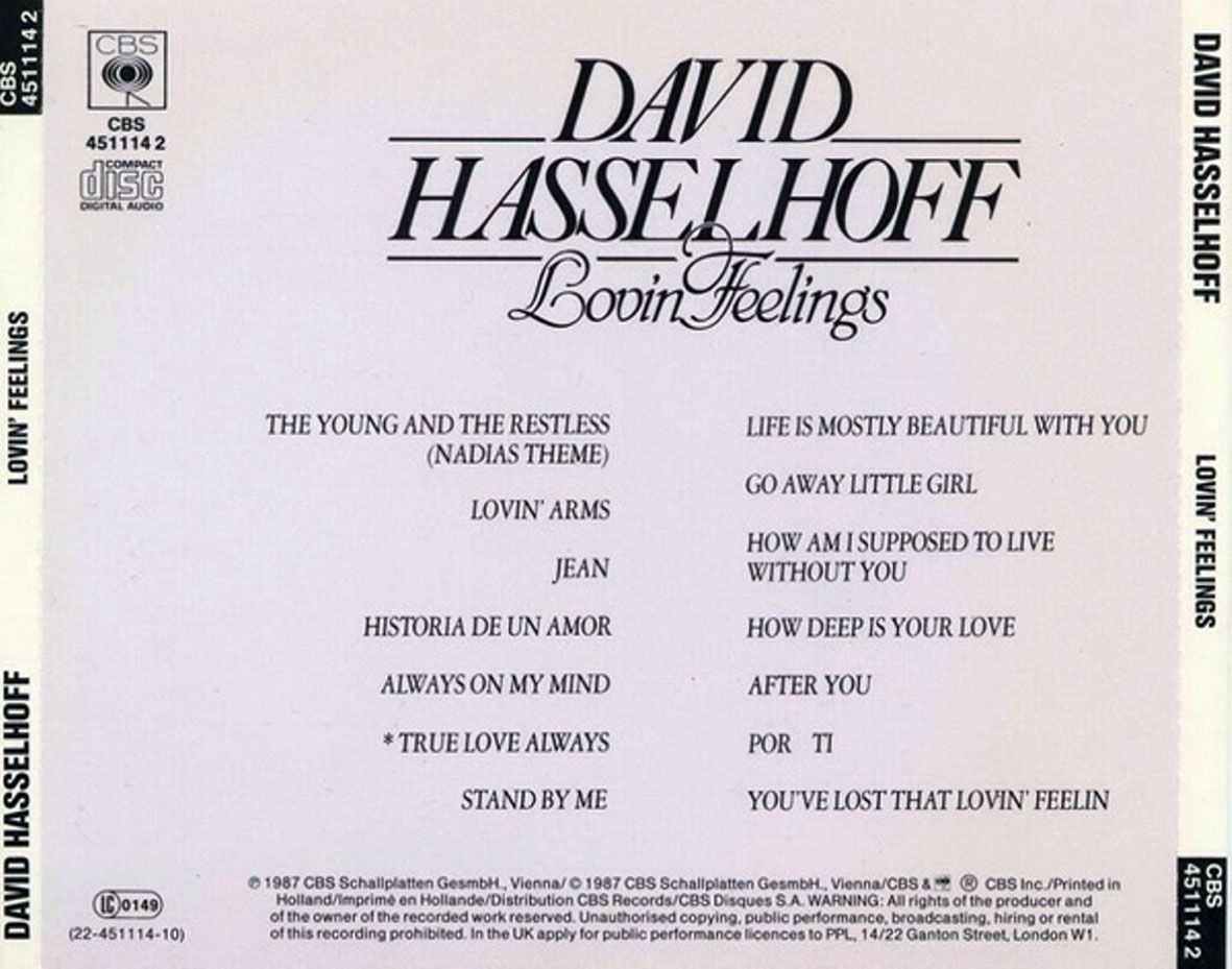 Cartula Trasera de David Hasselhoff - Lovin' Feelings