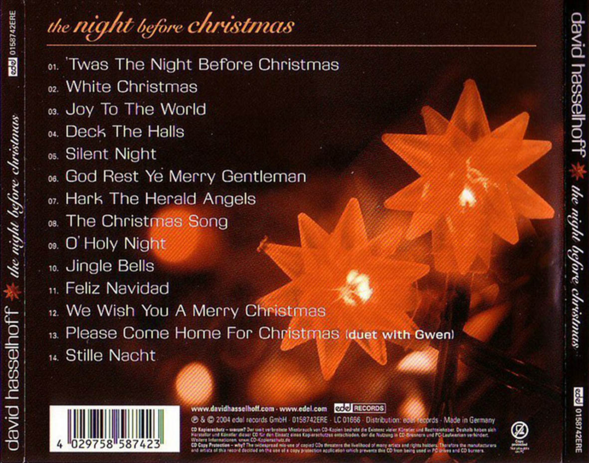 Cartula Trasera de David Hasselhoff - The Night Before Christmas
