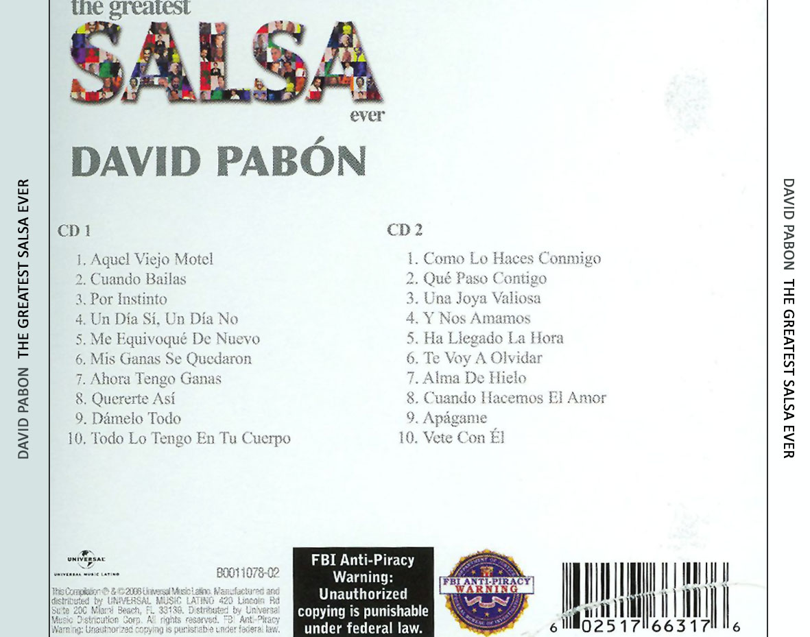 Cartula Trasera de David Pabon - The Greatest Salsa Ever