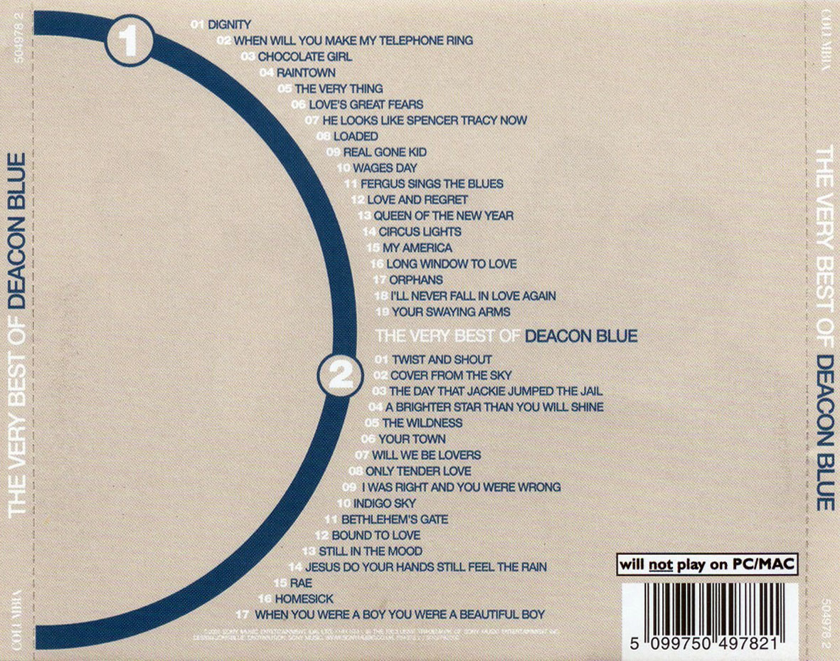 Cartula Trasera de Deacon Blue - The Very Best Of Deacon Blue