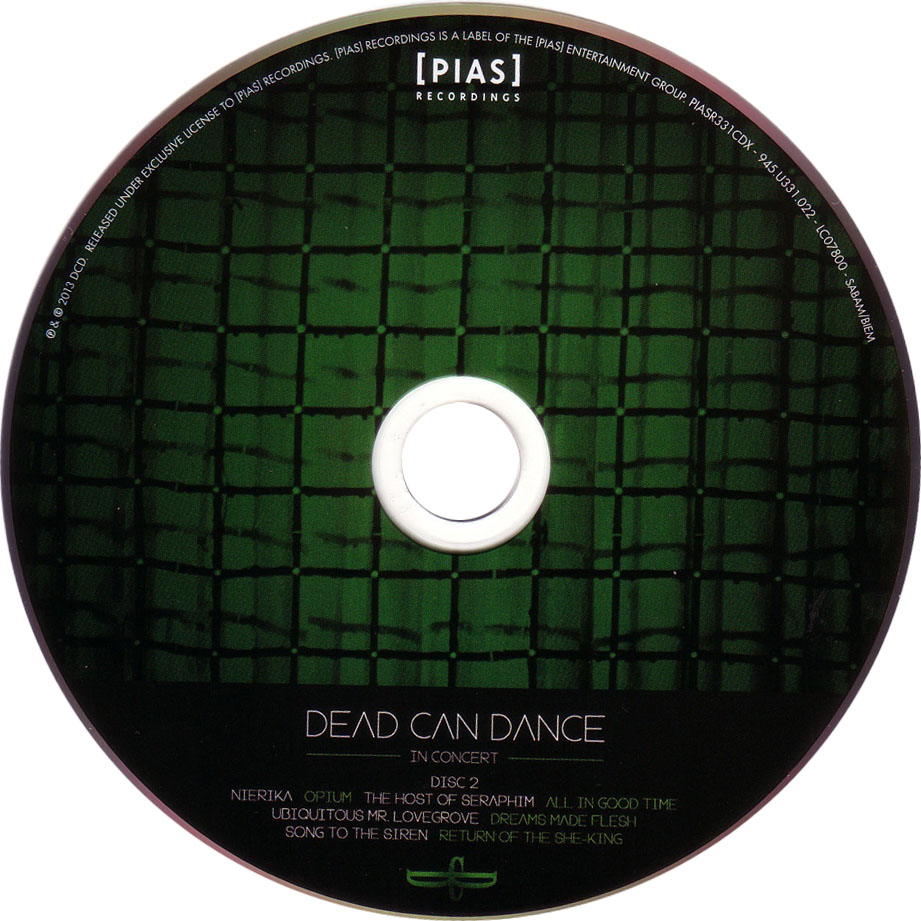 Cartula Cd2 de Dead Can Dance - In Concert