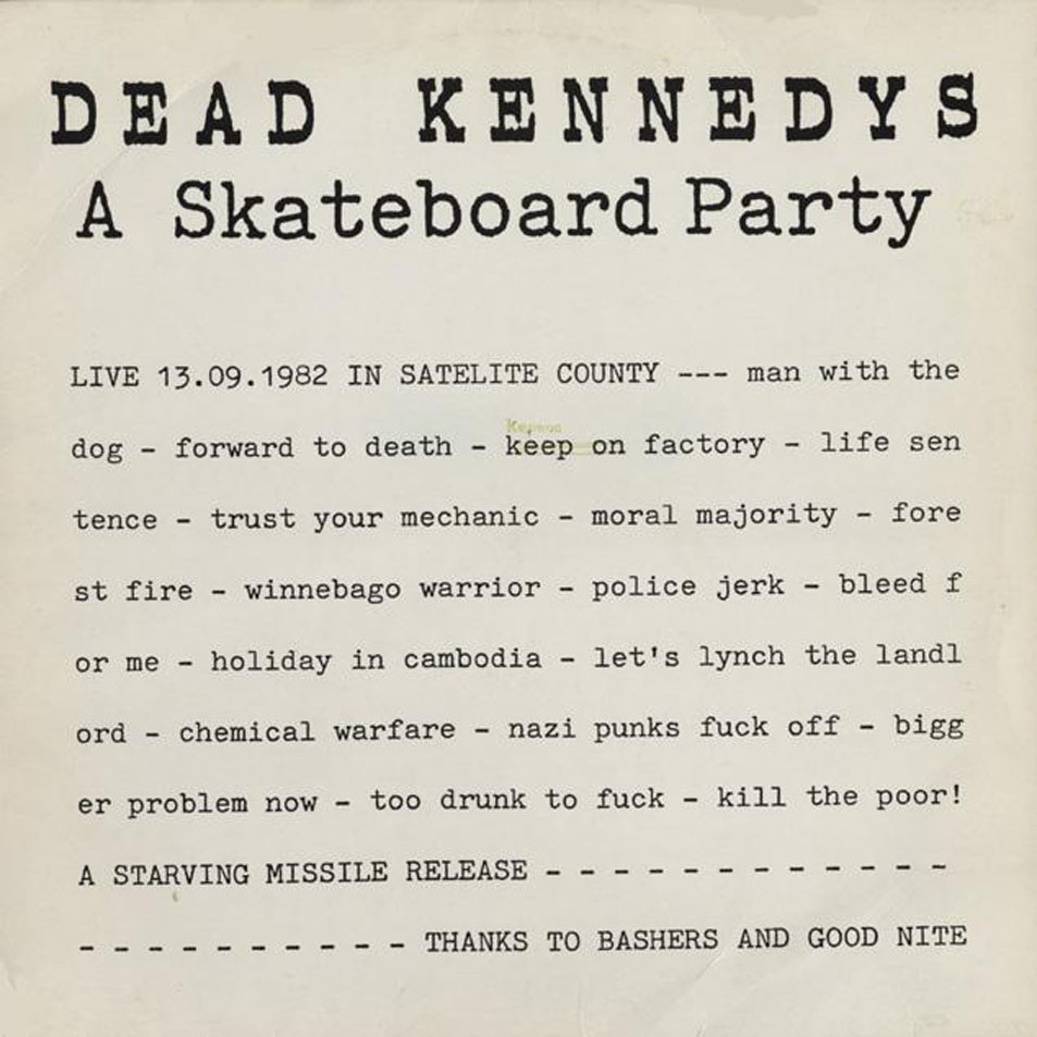Frontal de Dead Kennedys - A Skateboard Party - Portada