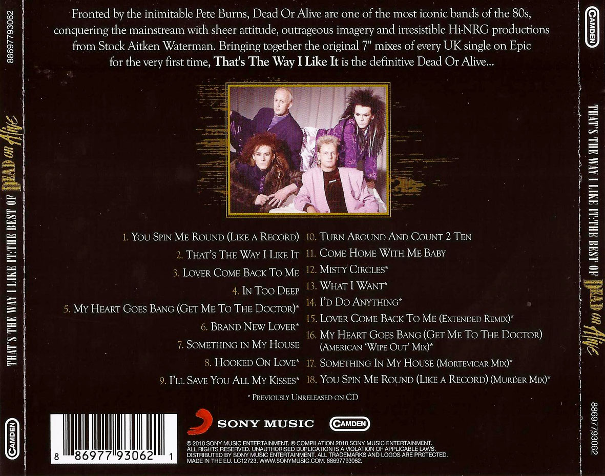 Cartula Trasera de Dead Or Alive - That's The Way I Like It: The Best Of Dead Or Alive