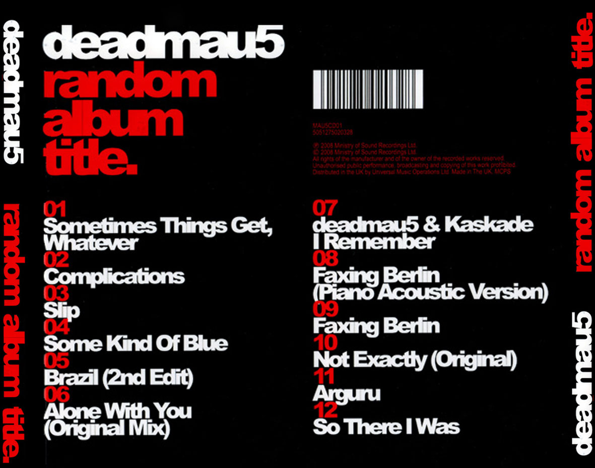 Cartula Trasera de Deadmau5 - Random Album Title