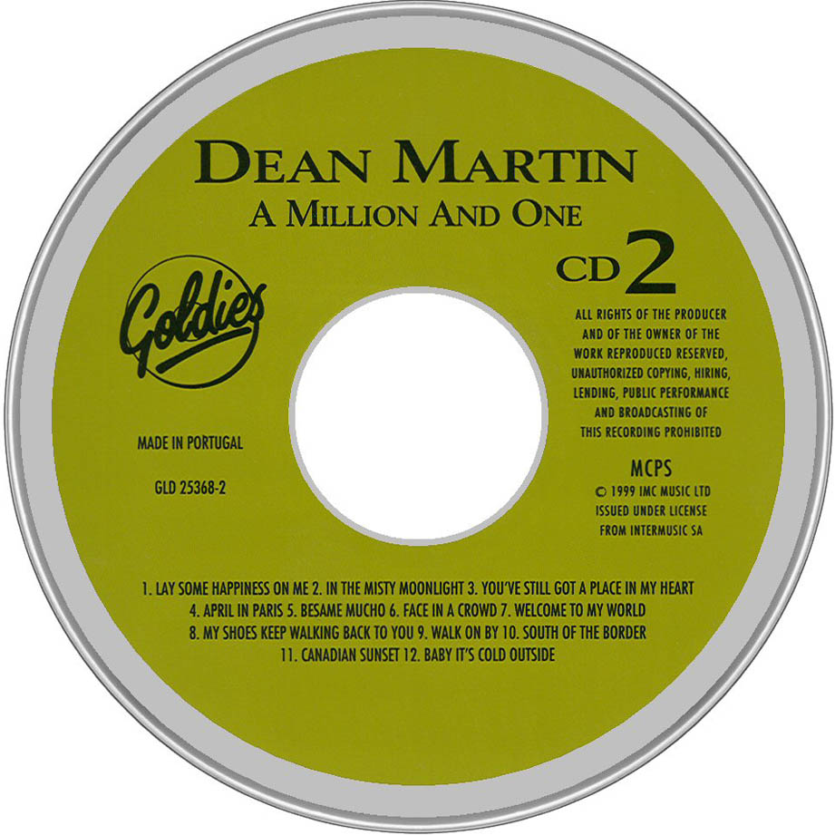 Cartula Cd de Dean Martin - A Million And One Cd2