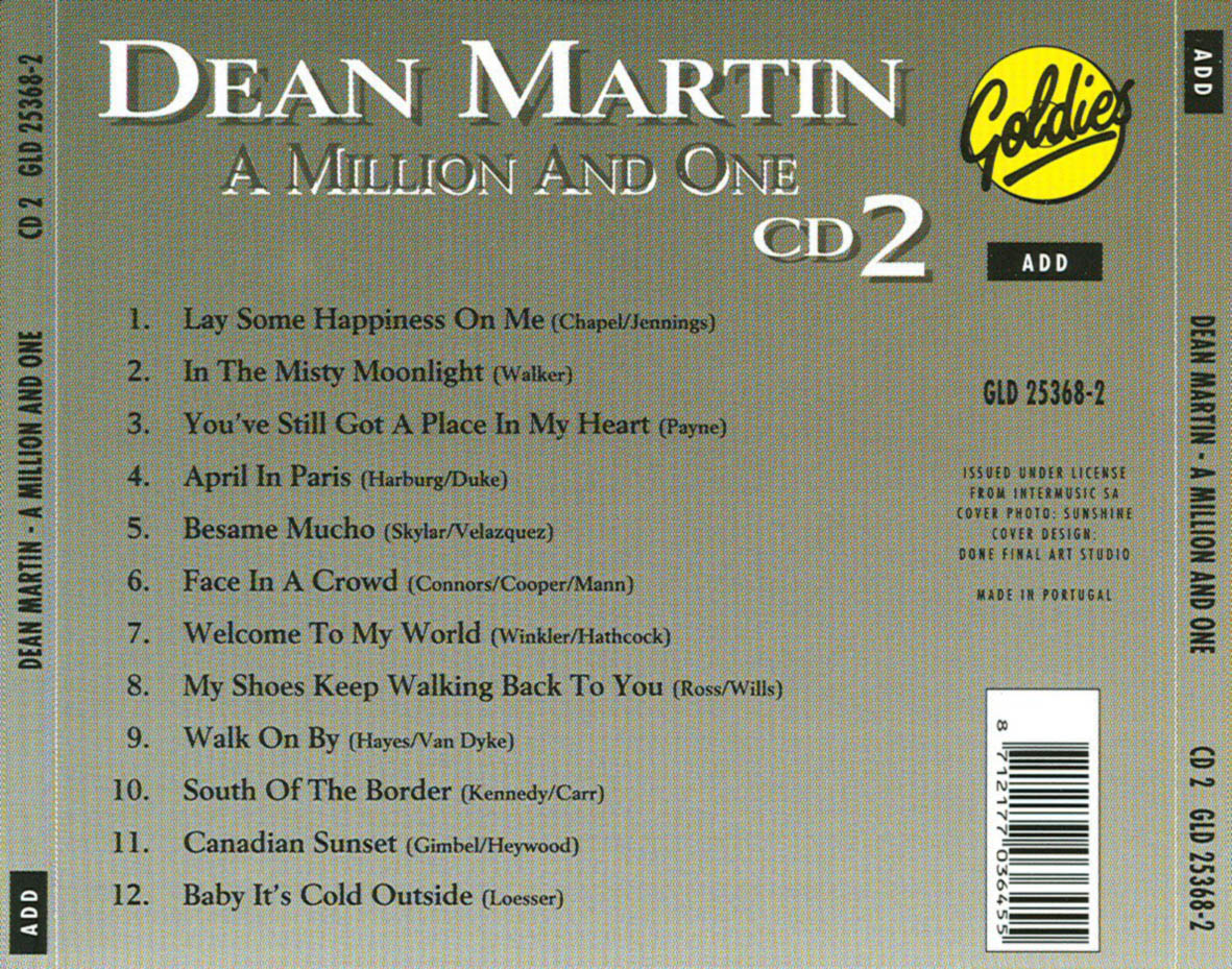 Cartula Trasera de Dean Martin - A Million And One Cd2