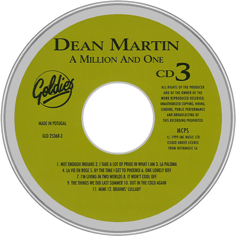Cartula Cd de Dean Martin - A Million And One Cd3