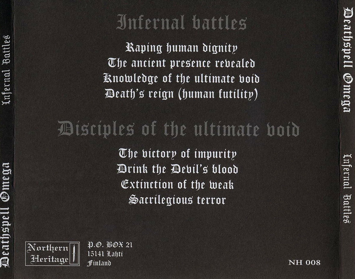 Cartula Trasera de Deathspell Omega - Infernal Battles