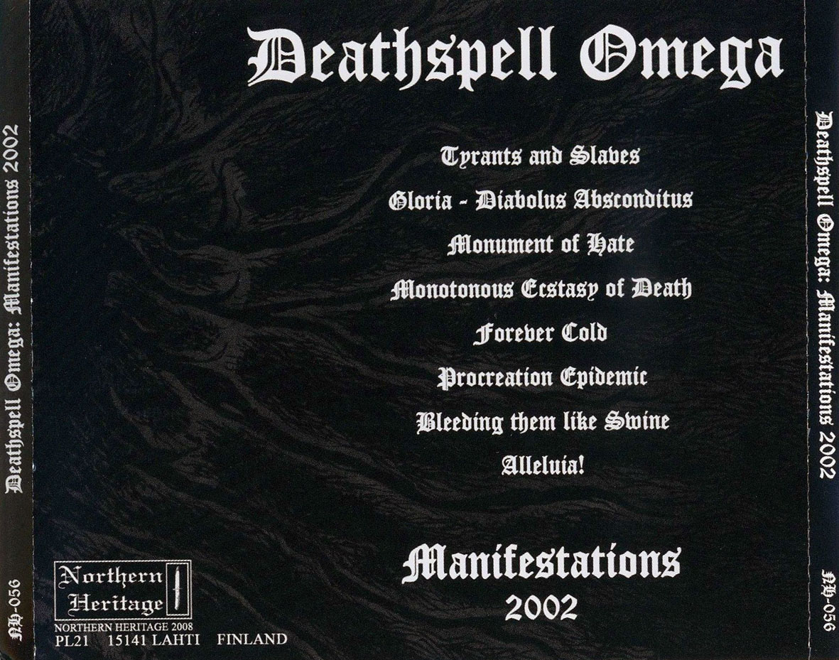 Cartula Trasera de Deathspell Omega - Manifestations 2002