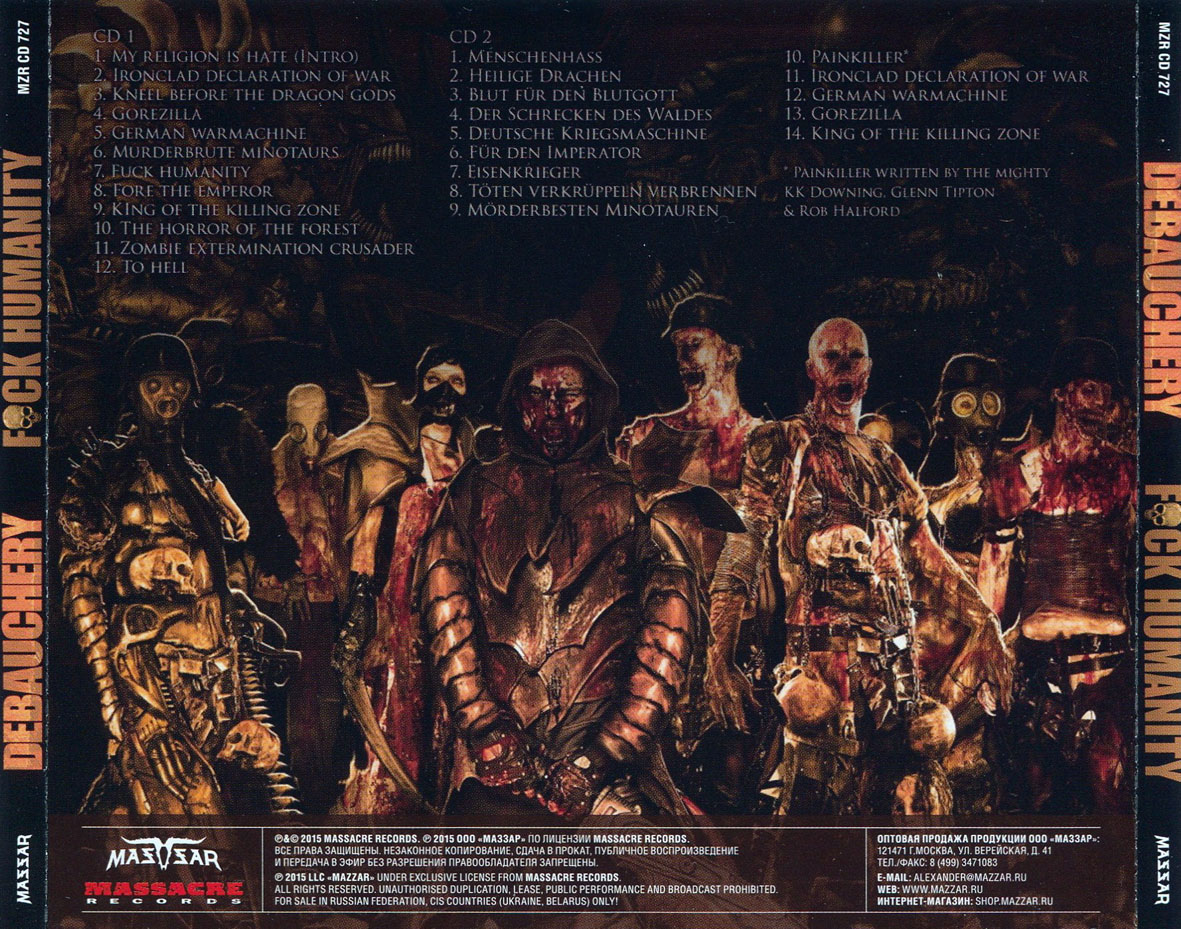 Cartula Trasera de Debauchery - Fuck Humanity (Limited Edition)