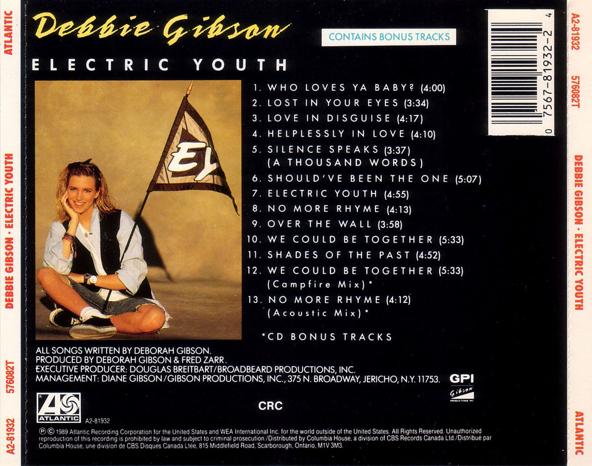 Cartula Trasera de Debbie Gibson - Electric Youth