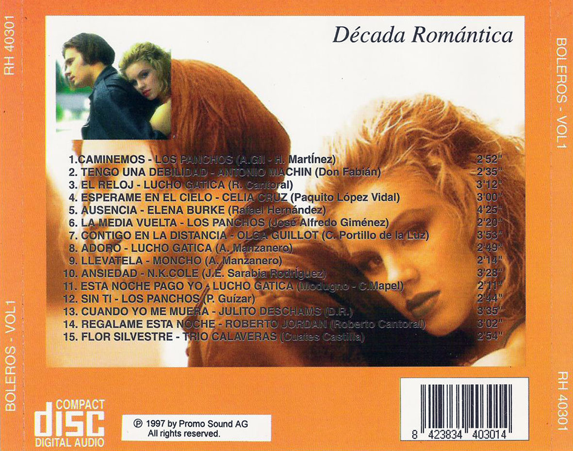 Cartula Trasera de Decada Romantica Boleros - Volumen 1