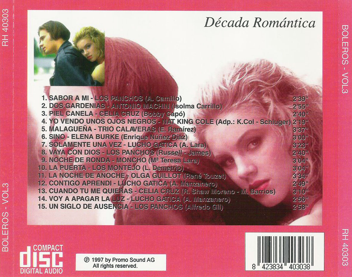 Cartula Trasera de Decada Romantica Boleros - Volumen 3