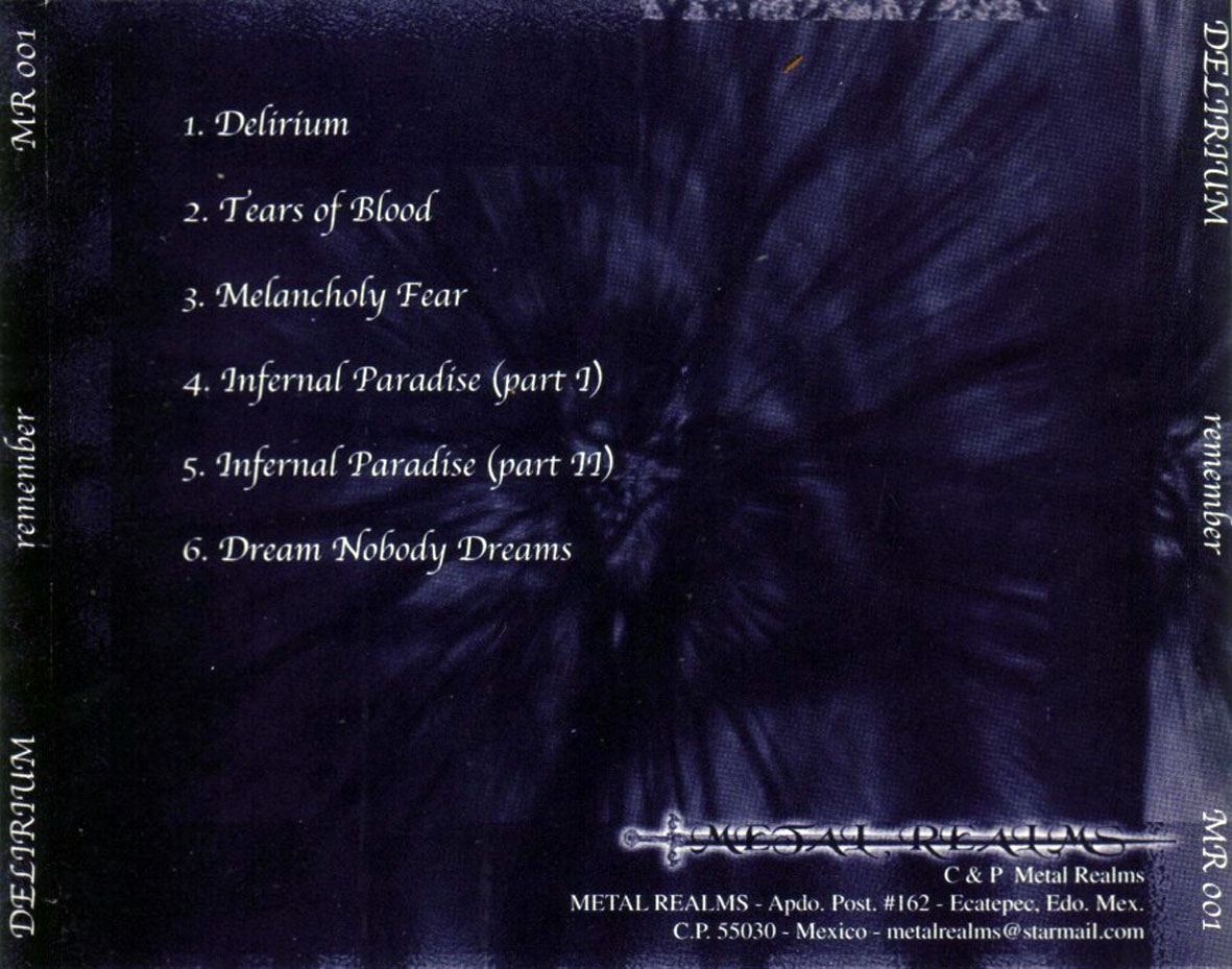 Cartula Trasera de Delirium (Mexico) - Remember