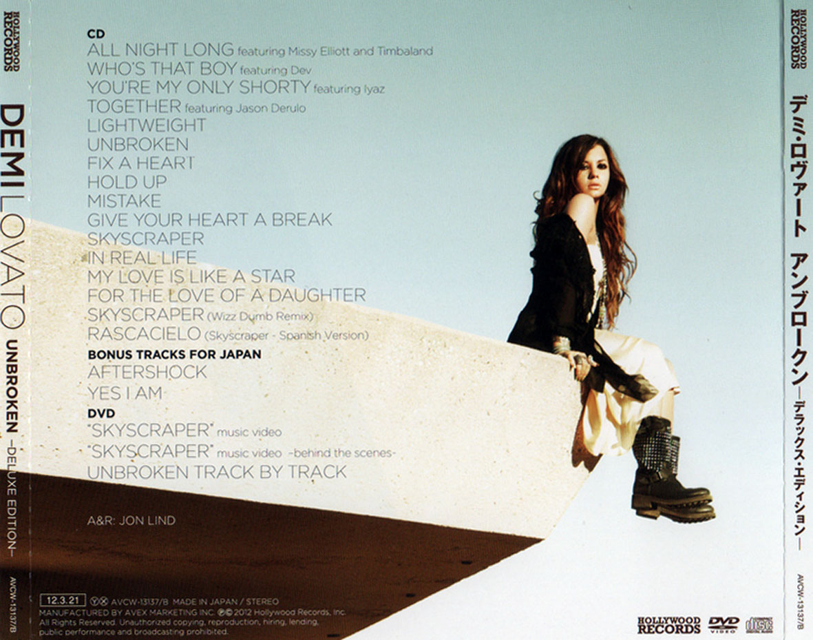 Cartula Trasera de Demi Lovato - Unbroken (Japanese Edition)