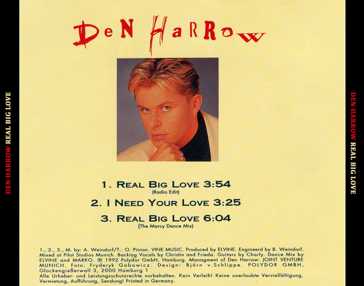 Cartula Trasera de Den Harrow - Real Big Love (Cd Single)