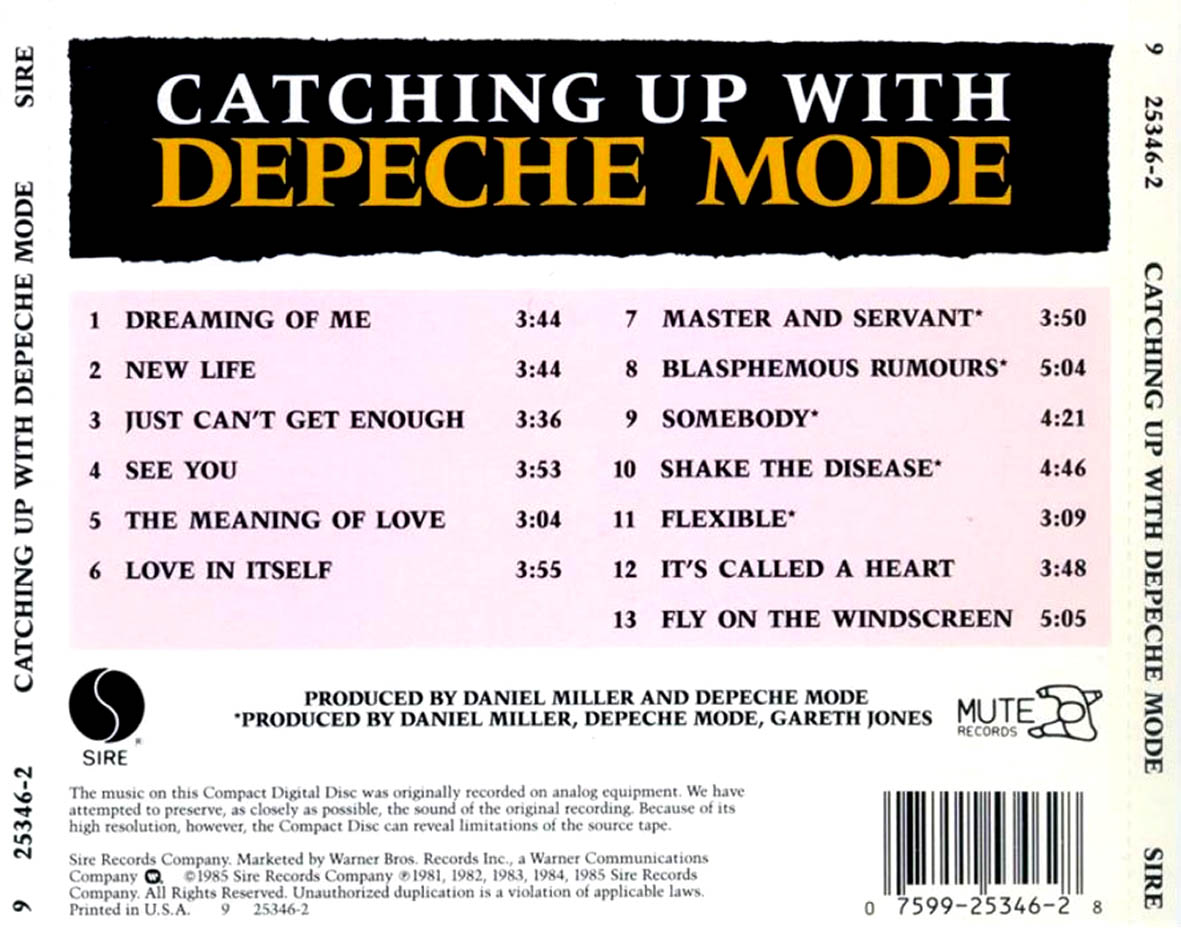 Cartula Trasera de Depeche Mode - Catching Up With Depeche Mode