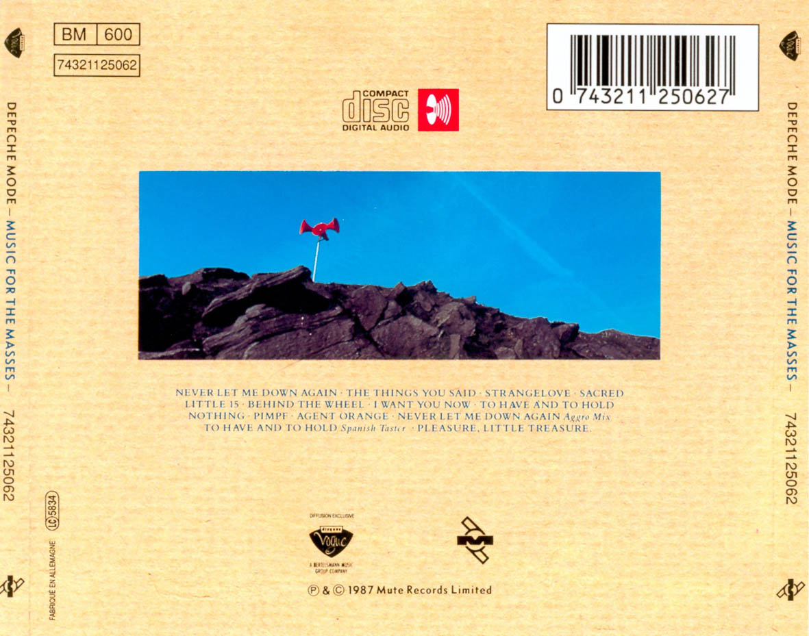 Cartula Trasera de Depeche Mode - Music For The Masses