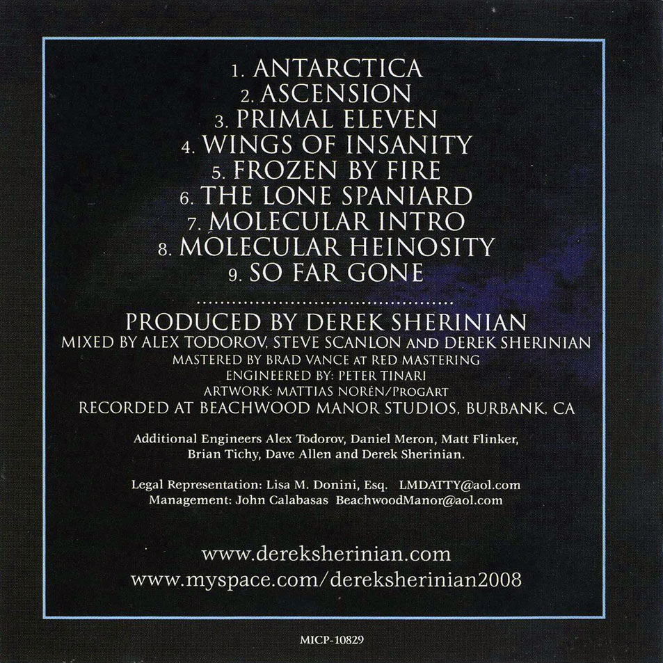 Cartula Interior Frontal de Derek Sherinian - Molecular Heinosity