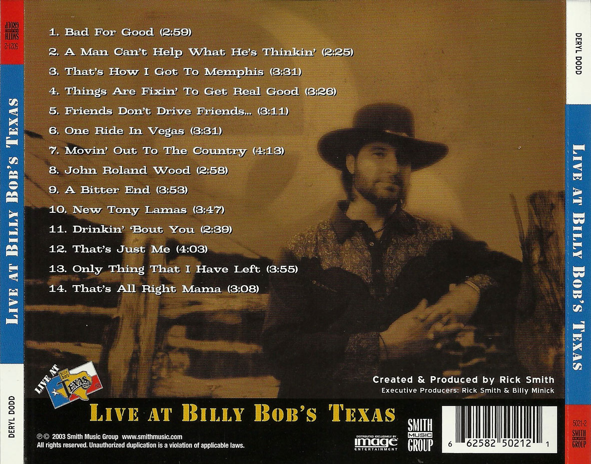 Cartula Trasera de Deryl Dodd - Live At Billy Bob's Texas