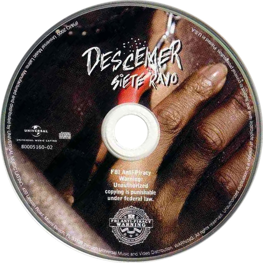 Cartula Cd de Descemer Bueno - Siete Rayo