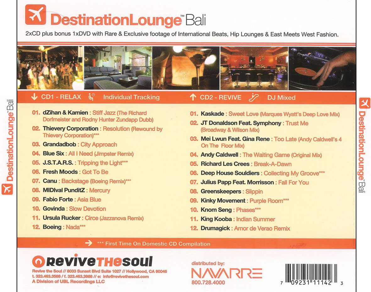 Cartula Trasera de Destination Lounge: Bali