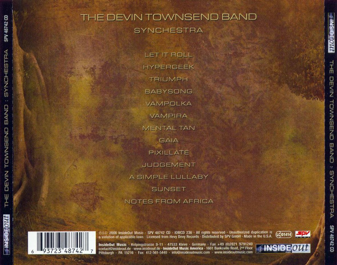 Cartula Trasera de Devin Townsend Project - Synchestra