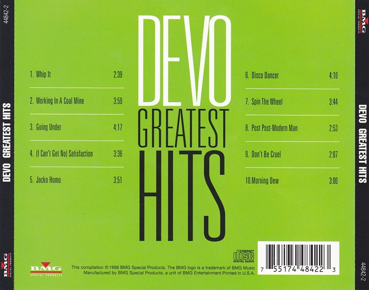 Cartula Trasera de Devo - Greatest Hits (1998)